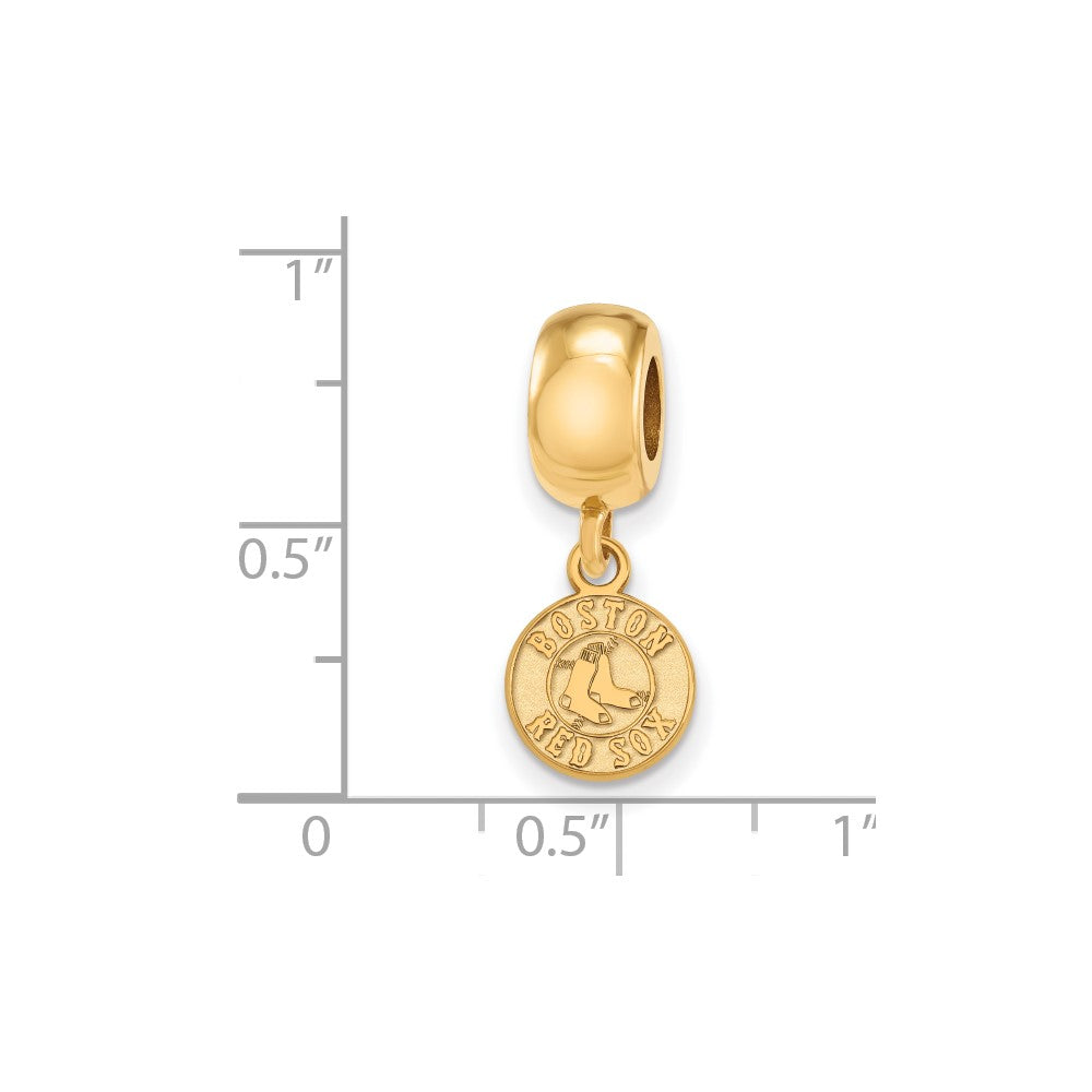 Sterling Silver Gold Plated Major League Baseball LogoArt Boston Red Sox Extra Small Dangle Bead