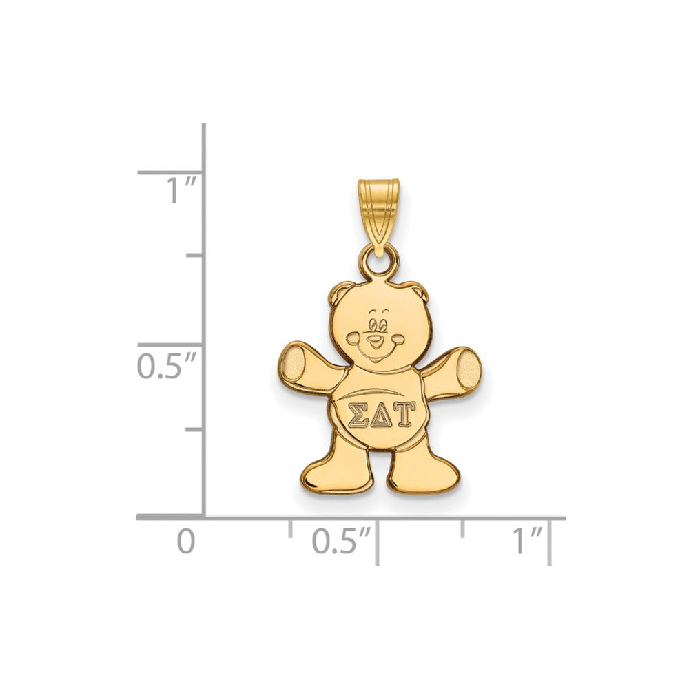 Sterling Silver Gold-plated LogoArt Sigma Delta Tau Sorority Symbol Small Pendant