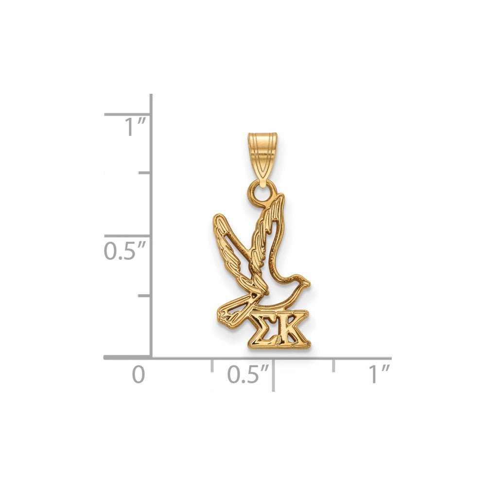 Sterling Silver Gold-plated LogoArt Sigma Kappa Sorority Symbol Small Pendant