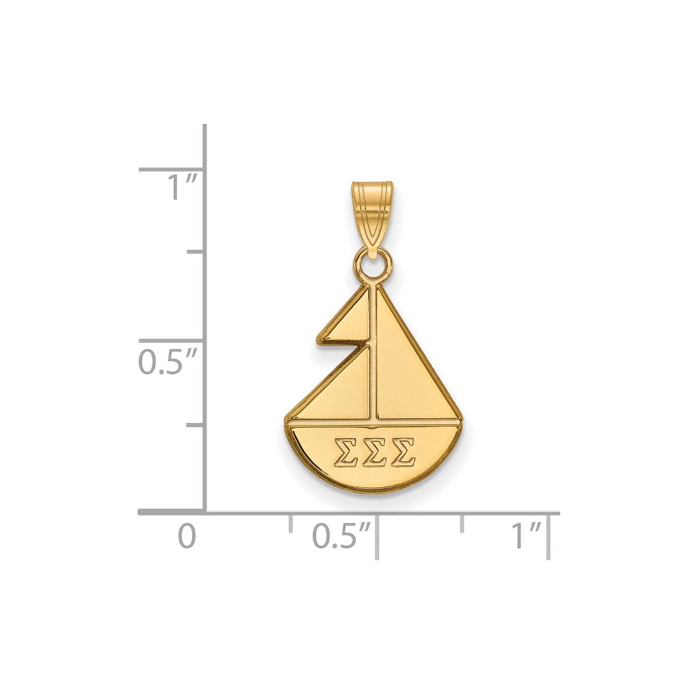 Sterling Silver Gold-plated LogoArt Sigma Sigma Sigma Sorority Symbol Small Pendant