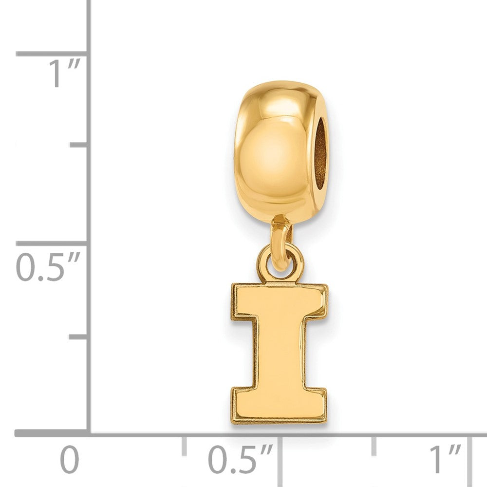 Sterling Silver Gold-plated LogoArt University of Illinois Letter I Extra Small Dangle Bead Charm