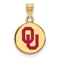 Sterling Silver Gold-plated LogoArt University of Oklahoma O-U Small Enameled Disc Pendant