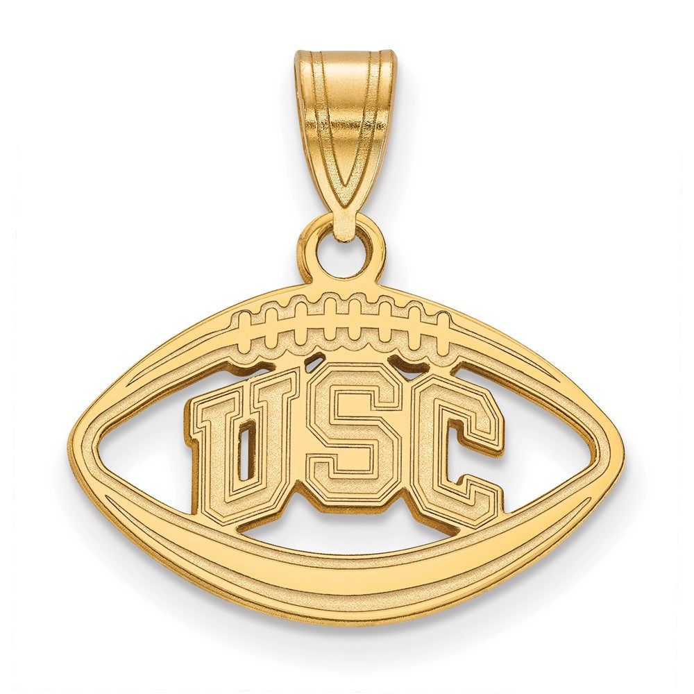 Sterling Silver Gold-plated University of Southern California U-S-C Football Pendant