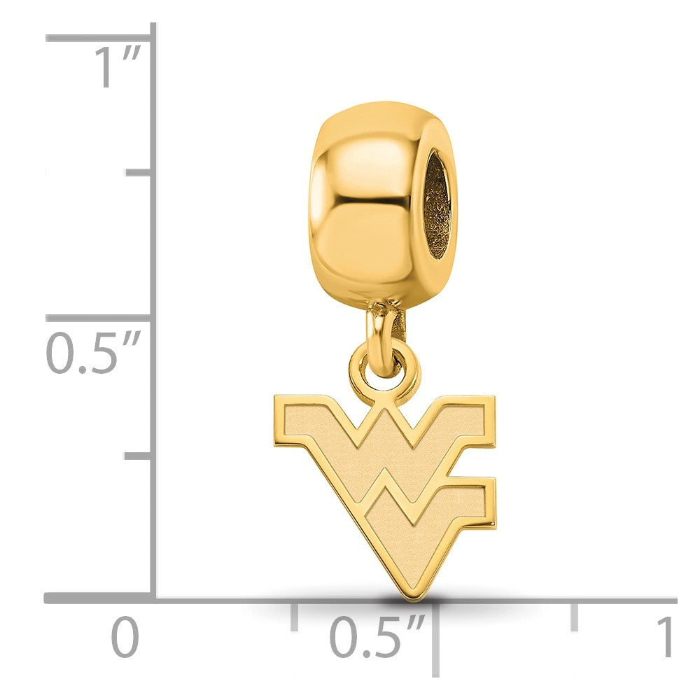 Sterling Silver Gold-plated LogoArt West Virginia University W-V Extra Small Dangle Bead Charm