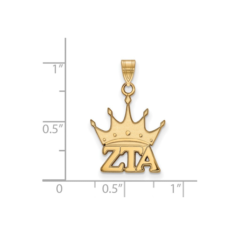 Sterling Silver Gold-plated LogoArt Zeta Tau Alpha Sorority Symbol Small Pendant