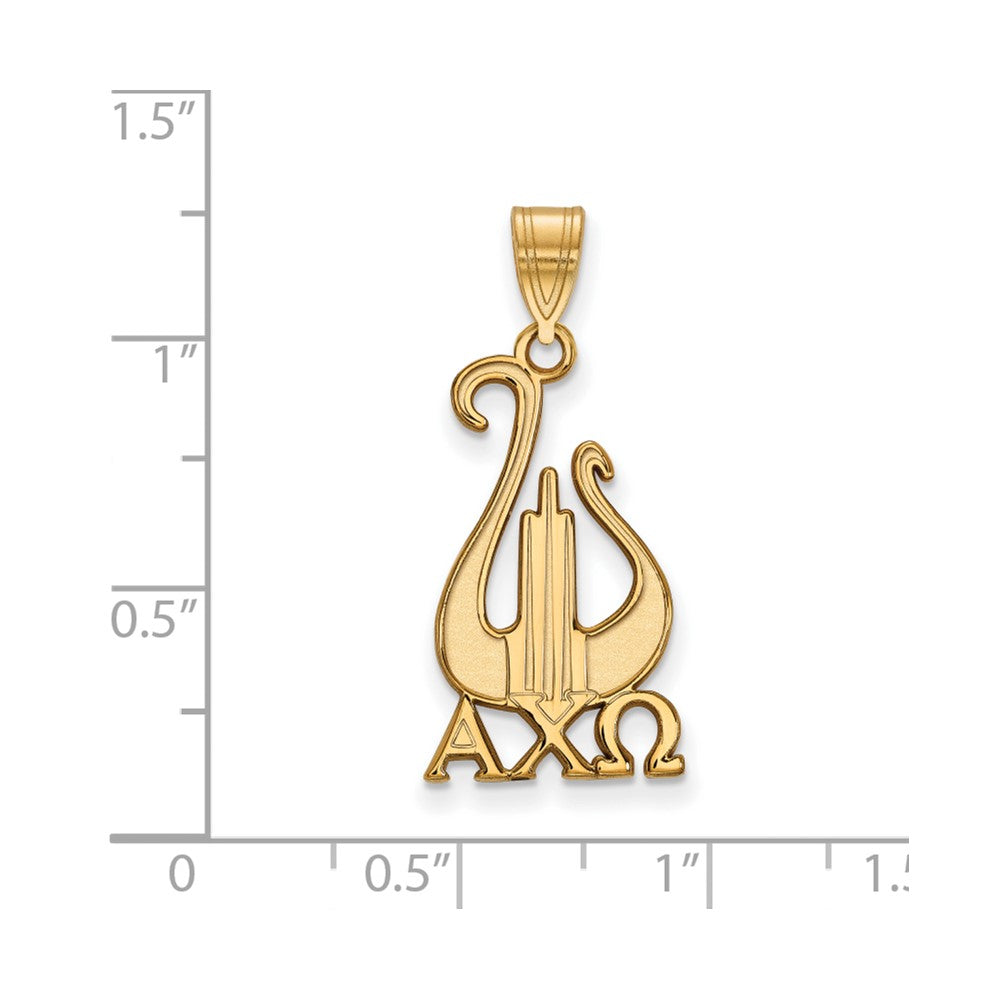 Sterling Silver Gold-plated LogoArt Alpha Chi Omega Sorority Symbol Large Pendant