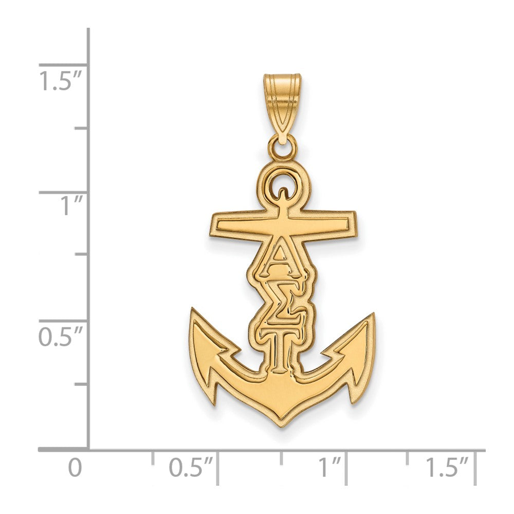 Sterling Silver Gold-plated LogoArt Alpha Sigma Tau Sorority Symbol Medium Pendant