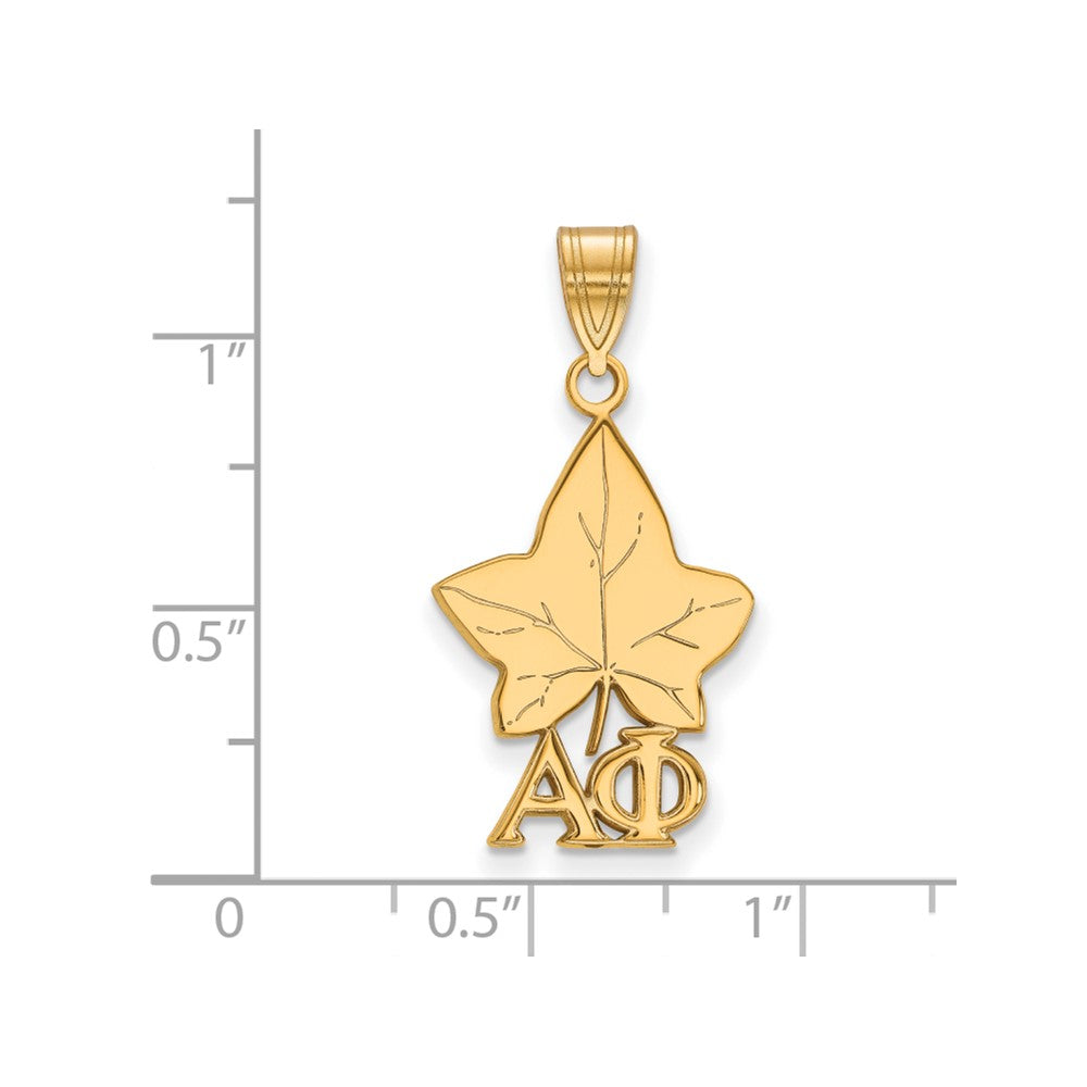 Sterling Silver Gold-plated LogoArt Alpha Phi Sorority Symbol Medium Pendant