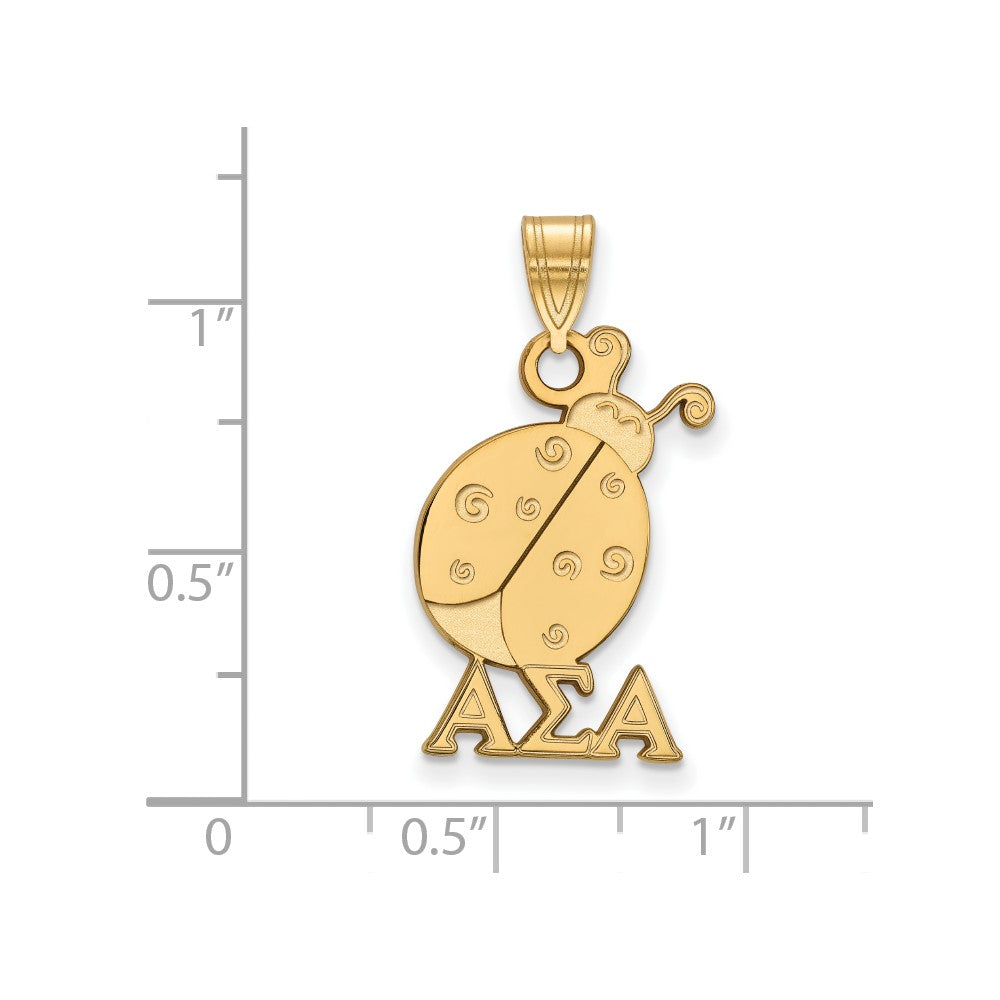 Sterling Silver Gold-plated LogoArt Alpha Sigma Alpha Sorority Symbol Medium Pendant