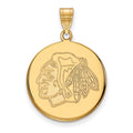 14k Gold NHL LogoArt Chicago Blackhawks Large Disc Pendant