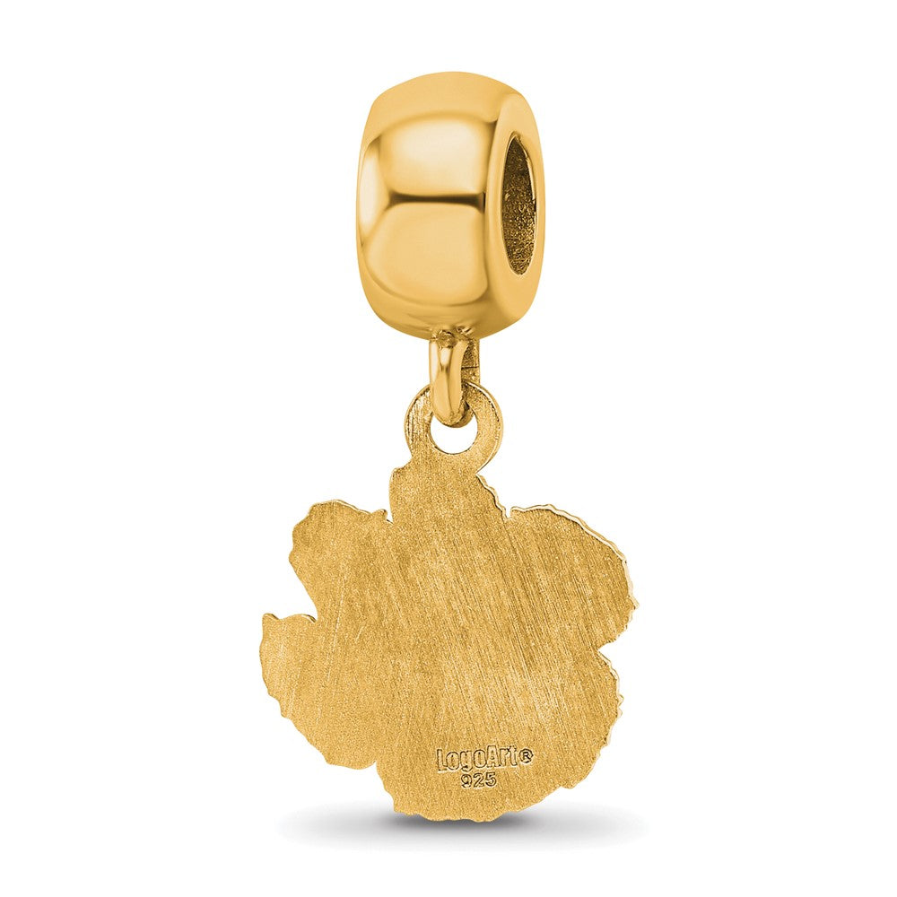 Sterling Silver Gold-plated LogoArt Clemson University Tiger Paw Small Dangle Bead Charm