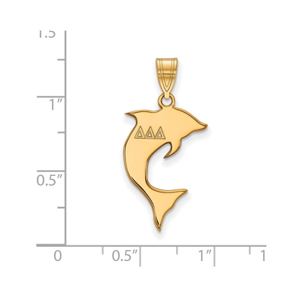 Sterling Silver Gold-plated LogoArt Delta Delta Delta Sorority Symbol Medium Pendant