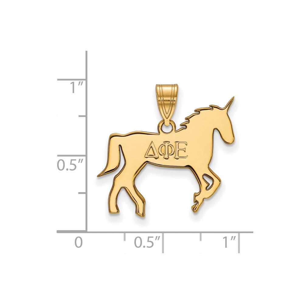 Sterling Silver Gold-plated LogoArt Delta Phi Epsilon Sorority Symbol Medium Pendant