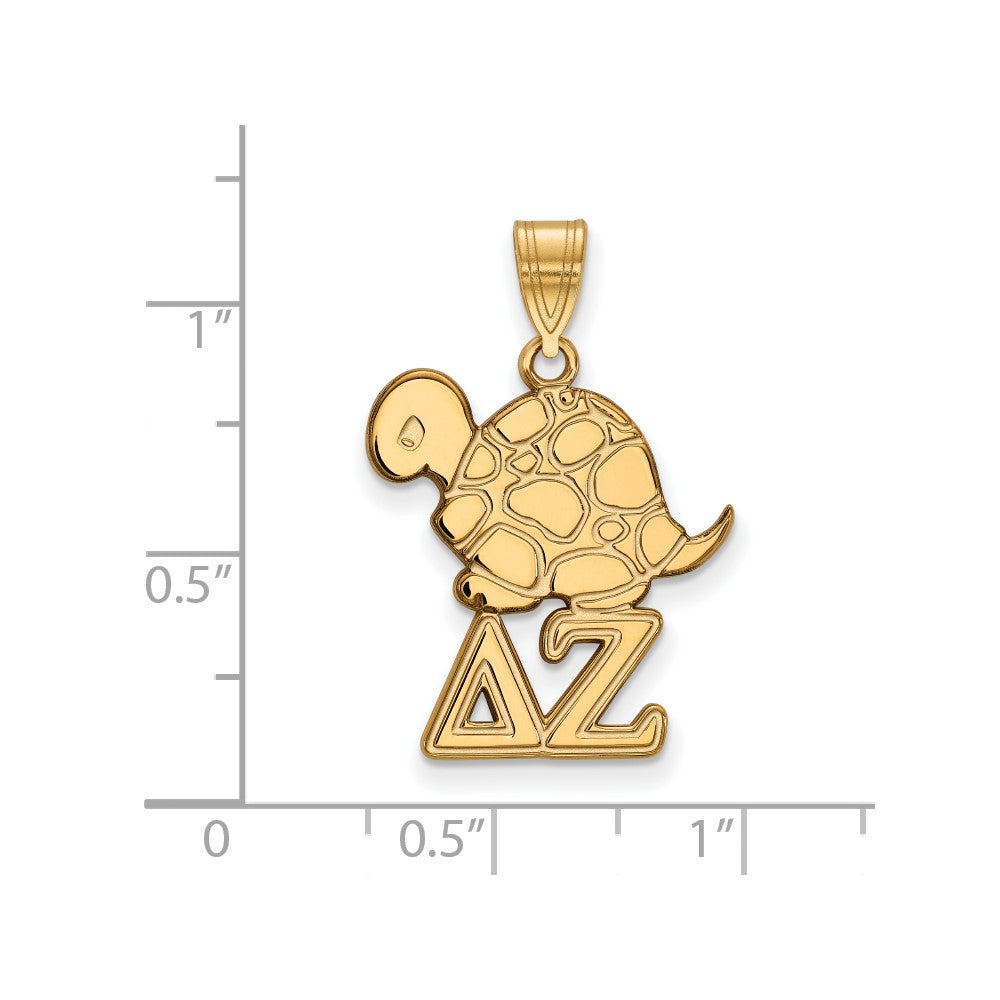 Sterling Silver Gold-plated LogoArt Delta Zeta Sorority Symbol Medium Pendant