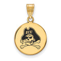 Sterling Silver Gold-plated LogoArt East Carolina University Pirate Medium Enameled Disc Pendant