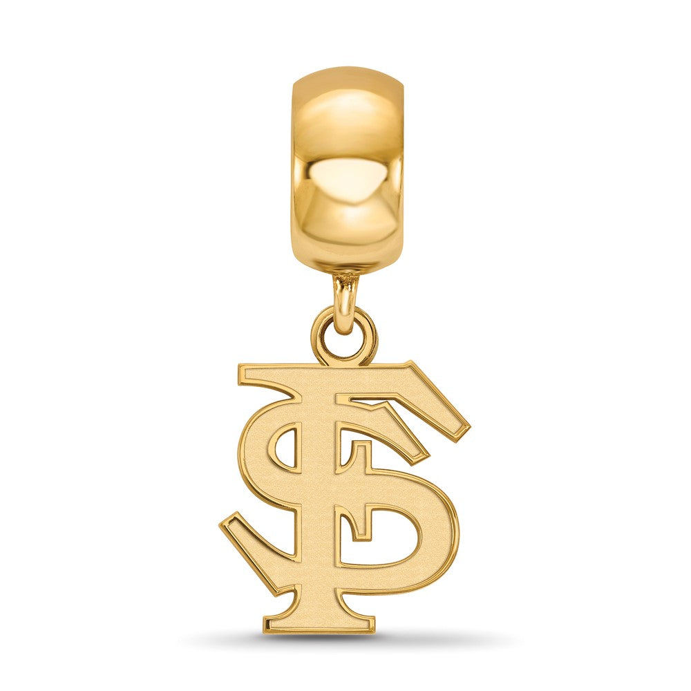 Sterling Silver Gold-plated LogoArt Florida State University F-S Small Dangle Bead Charm