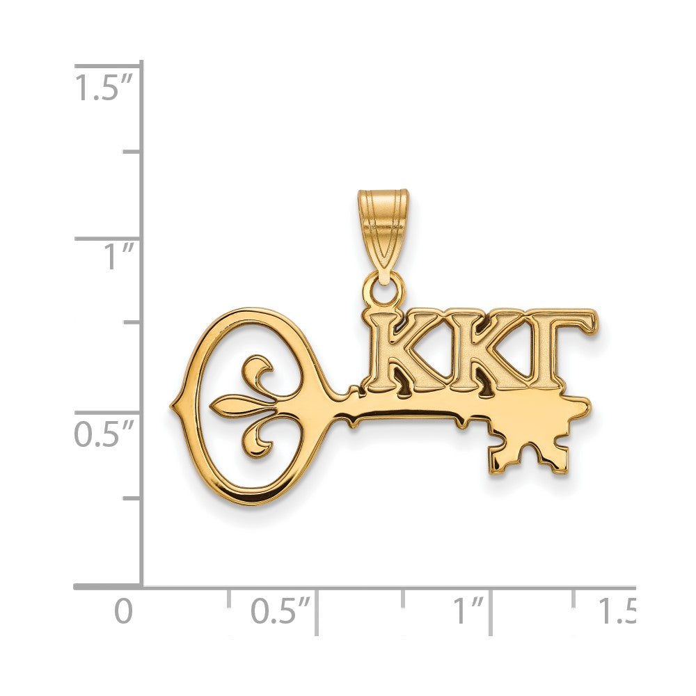 Sterling Silver Gold-plated LogoArt Kappa Kappa Gamma Sorority Symbol Medium Pendant