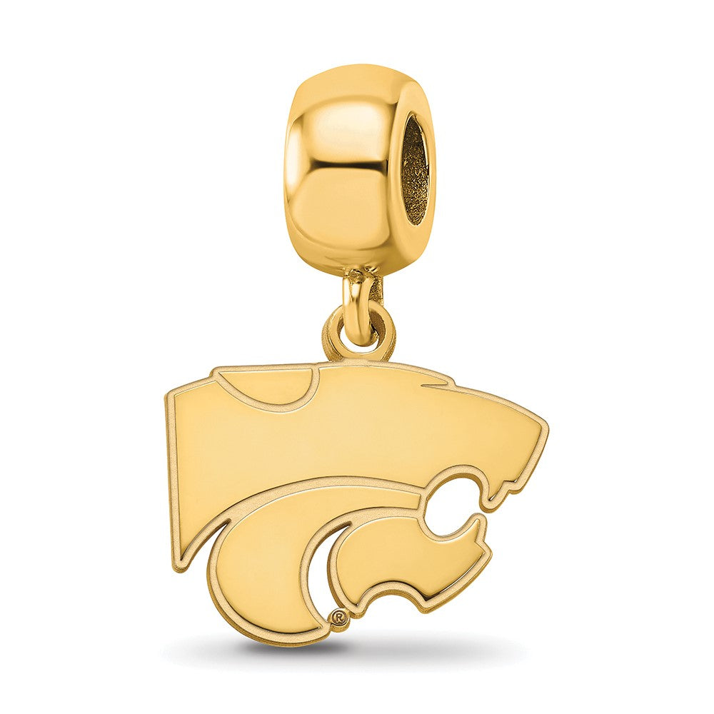 Sterling Silver Gold-plated LogoArt Kansas State University Wildcat Small Dangle Bead Charm