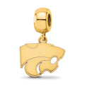 Sterling Silver Gold-plated LogoArt Kansas State University Wildcat Small Dangle Bead Charm