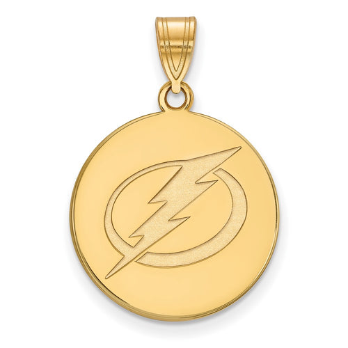 10k Gold NHL LogoArt Tampa Bay Lightning Large Disc Pendant