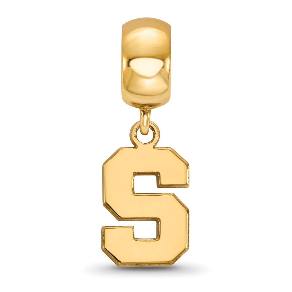 Sterling Silver Gold-plated LogoArt Michigan State University Letter S Small Dangle Bead Charm