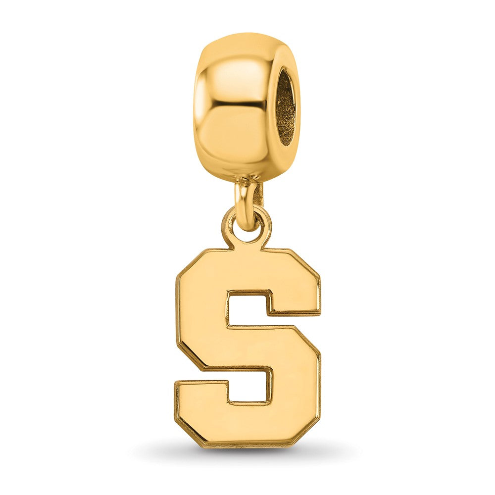 Sterling Silver Gold-plated LogoArt Michigan State University Letter S Small Dangle Bead Charm