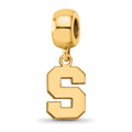 Sterling Silver Gold-plated LogoArt Michigan State University Letter S Small Dangle Bead Charm