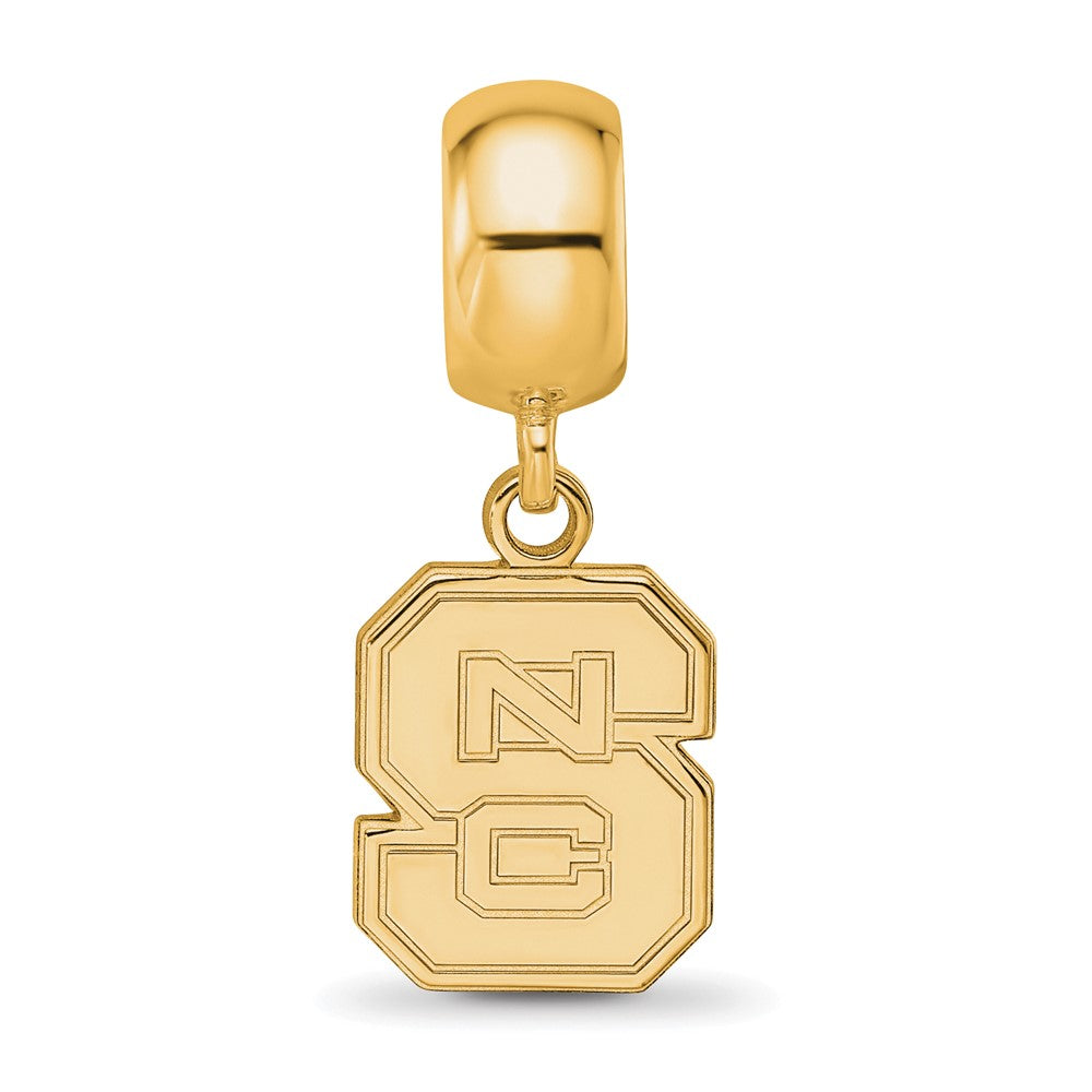 Sterling Silver Gold-plated LogoArt North Carolina State University N-C-S Small Dangle Bead Charm