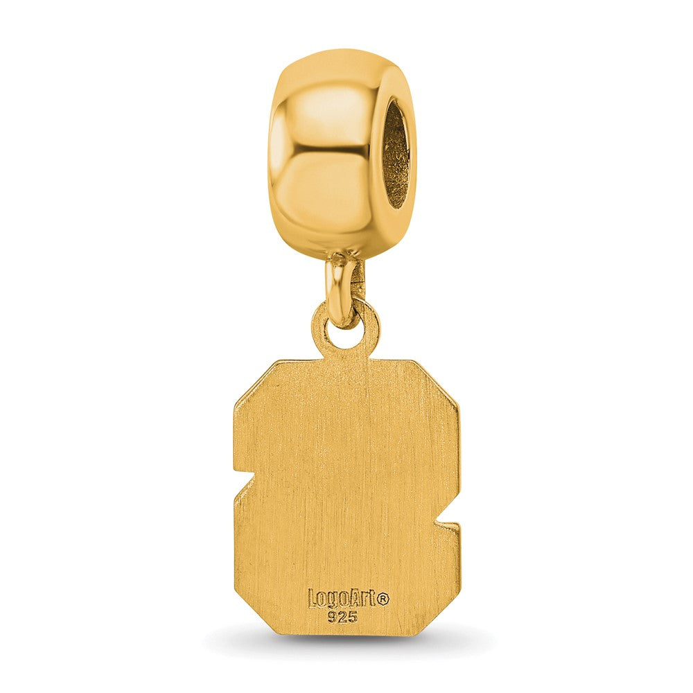 Sterling Silver Gold-plated LogoArt North Carolina State University N-C-S Small Dangle Bead Charm