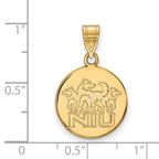 10k Gold LogoArt Northern Illinois University N-I-U with Huskies Medium Disc Pendant
