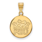 10k Gold LogoArt Northern Illinois University N-I-U with Huskies Medium Disc Pendant