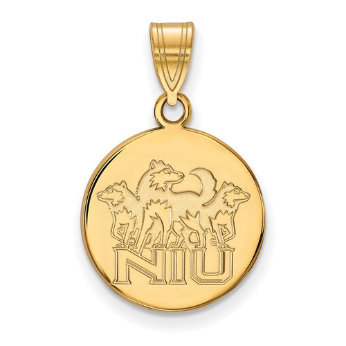 10k Gold LogoArt Northern Illinois University N-I-U with Huskies Medium Disc Pendant