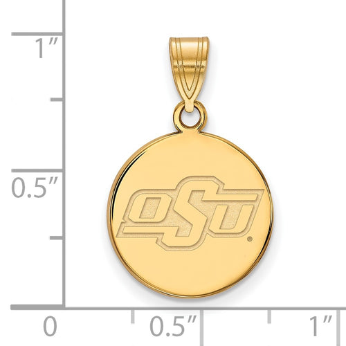 10k Gold LogoArt Oklahoma State University O-S-U Small Disc Pendant