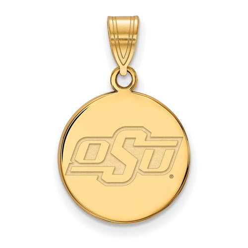 10k Gold LogoArt Oklahoma State University O-S-U Small Disc Pendant