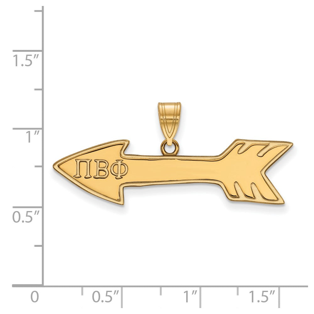 Sterling Silver Gold-plated LogoArt Pi Beta Phi Sorority Symbol Medium Pendant