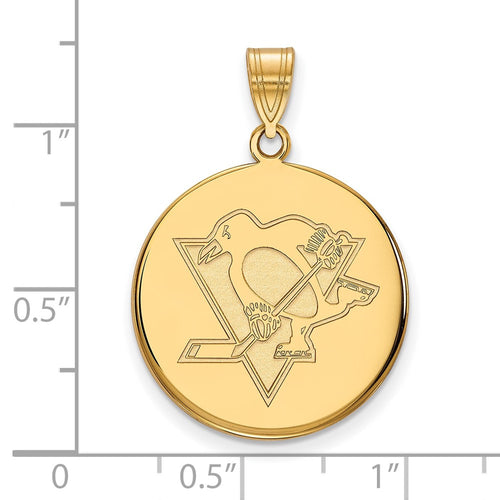 10k Gold NHL LogoArt Pittsburgh Penguins Large Disc Pendant