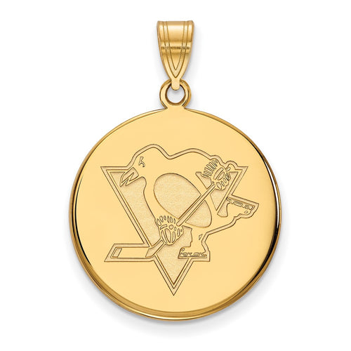 10k Gold NHL LogoArt Pittsburgh Penguins Large Disc Pendant