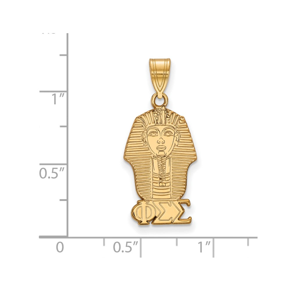 Sterling Silver Gold-plated LogoArt Phi Sigma Sigma Sorority Symbol Medium Pendant