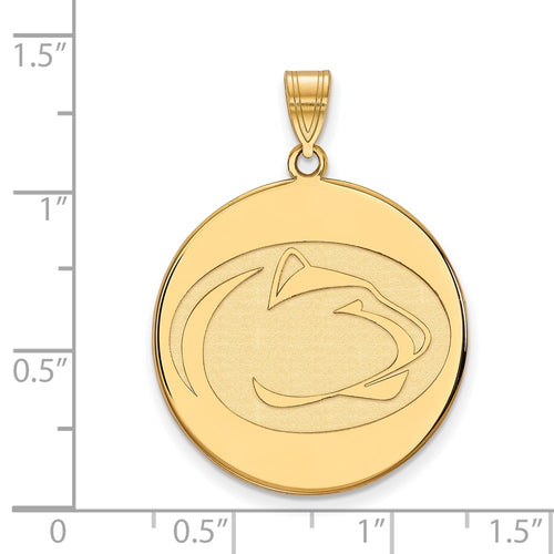 10k Gold LogoArt Penn State University Lion Extra Large Disc Pendant