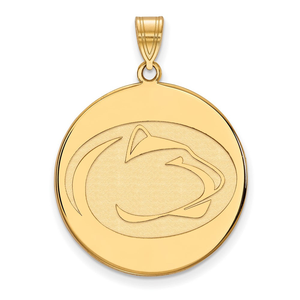 Sterling Silver Gold-plated LogoArt Penn State University Lion Extra Large Disc Pendant