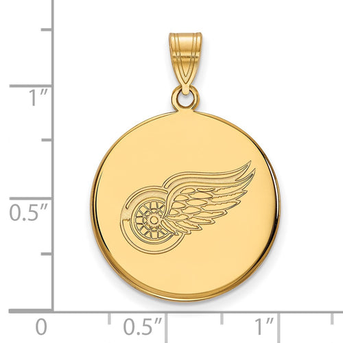 10k Gold NHL LogoArt Detroit Red Wings Large Disc Pendant