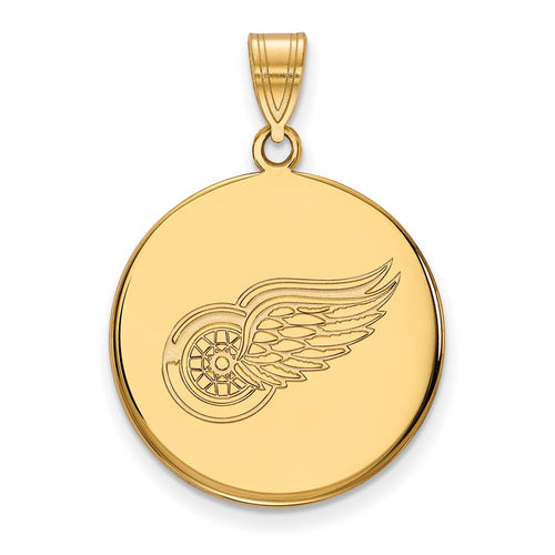 10k Gold NHL LogoArt Detroit Red Wings Large Disc Pendant