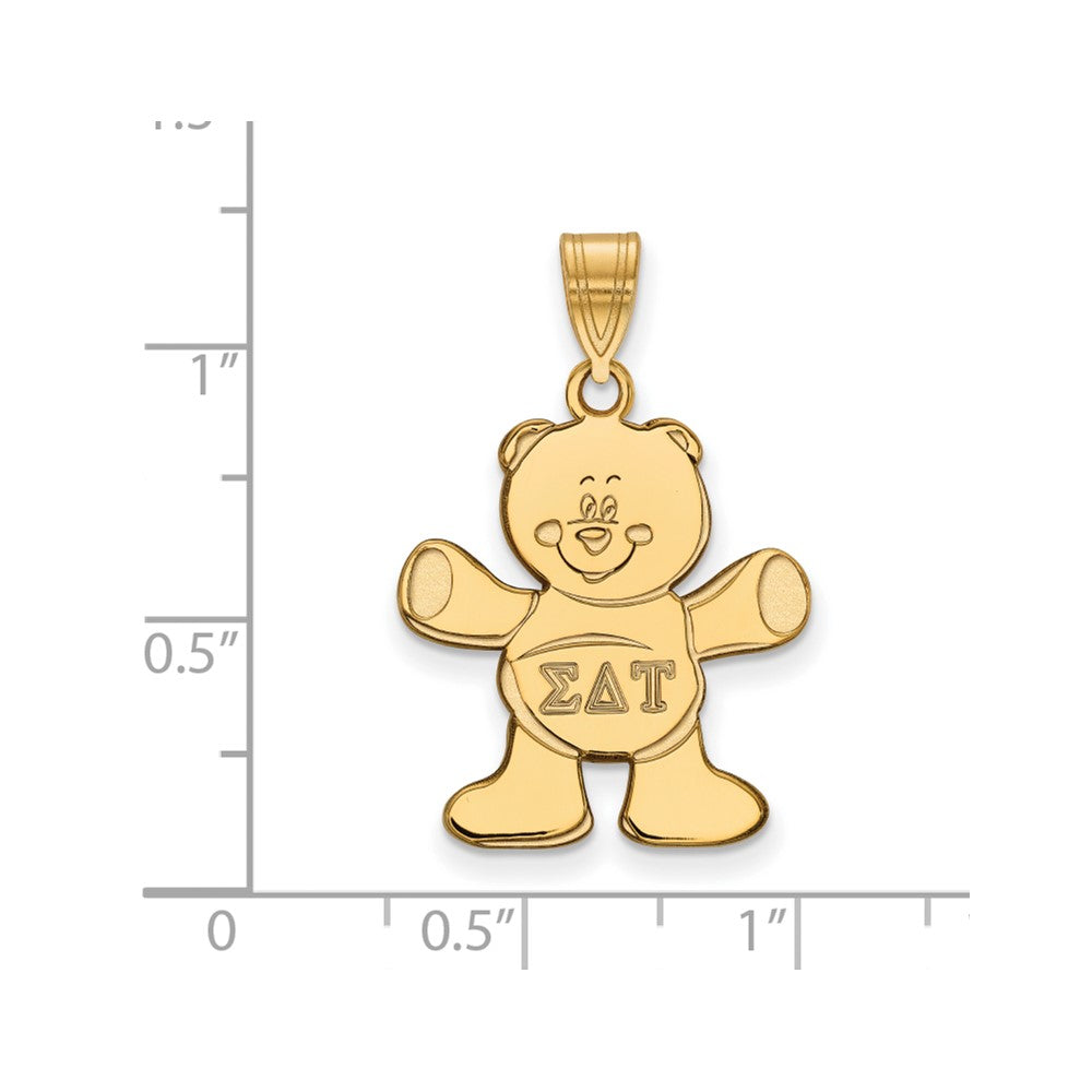 Sterling Silver Gold-plated LogoArt Sigma Delta Tau Sorority Symbol Medium Pendant