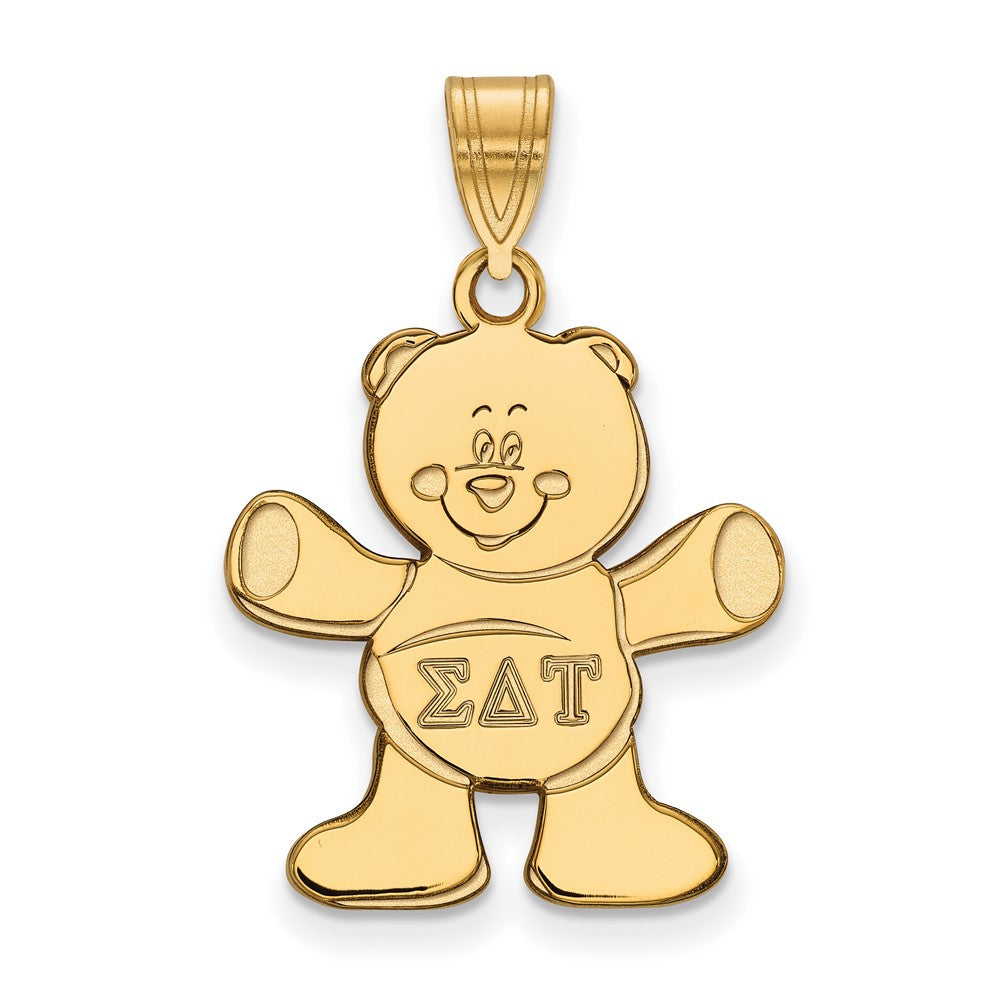 Sterling Silver Gold-plated LogoArt Sigma Delta Tau Sorority Symbol Medium Pendant