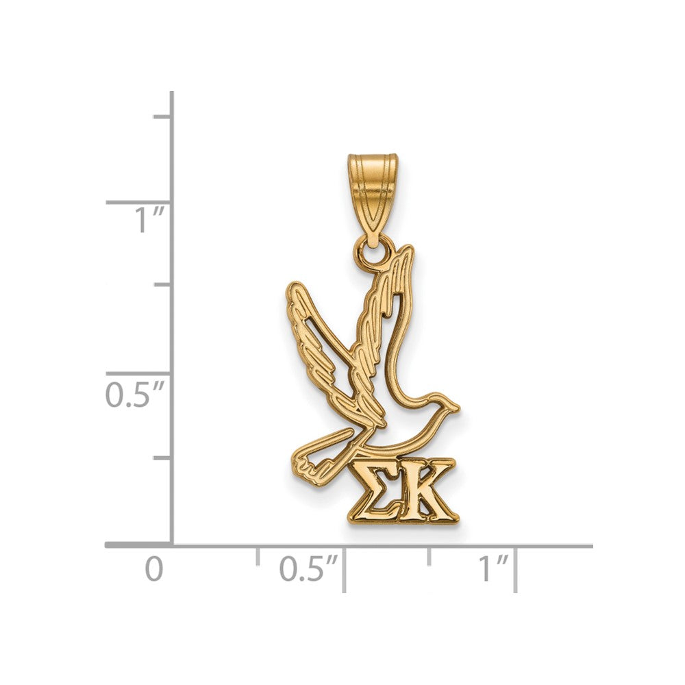 Sterling Silver Gold-plated LogoArt Sigma Kappa Sorority Symbol Medium Pendant