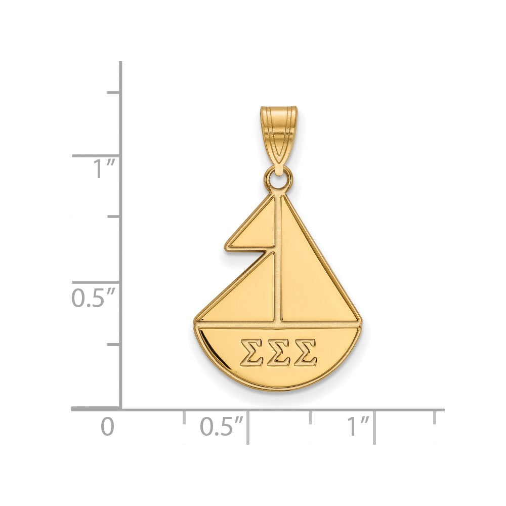 Sterling Silver Gold-plated LogoArt Sigma Sigma Sigma Sorority Symbol Medium Pendant