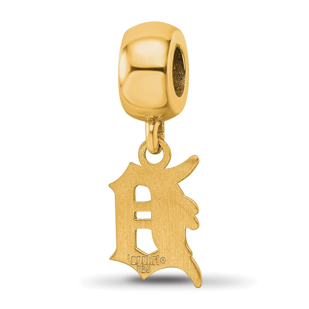 Sterling Silver Gold Plated Major League Baseball LogoArt Detroit Tigers Small Dangle Bead