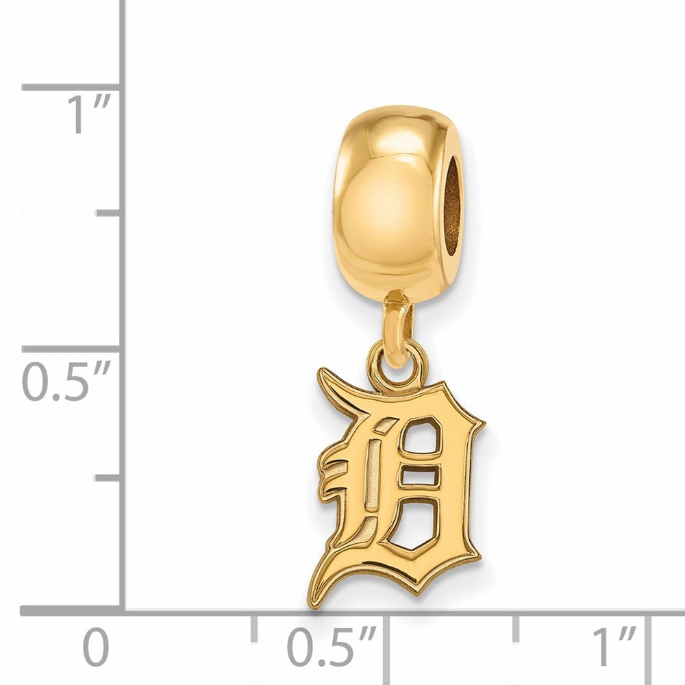 Sterling Silver Gold Plated Major League Baseball LogoArt Detroit Tigers Small Dangle Bead