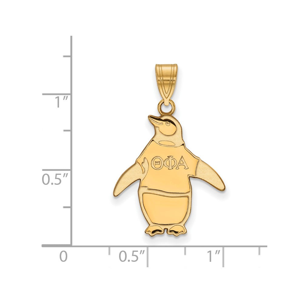 Sterling Silver Gold-plated LogoArt Theta Phi Alpha Sorority Symbol Medium Pendant
