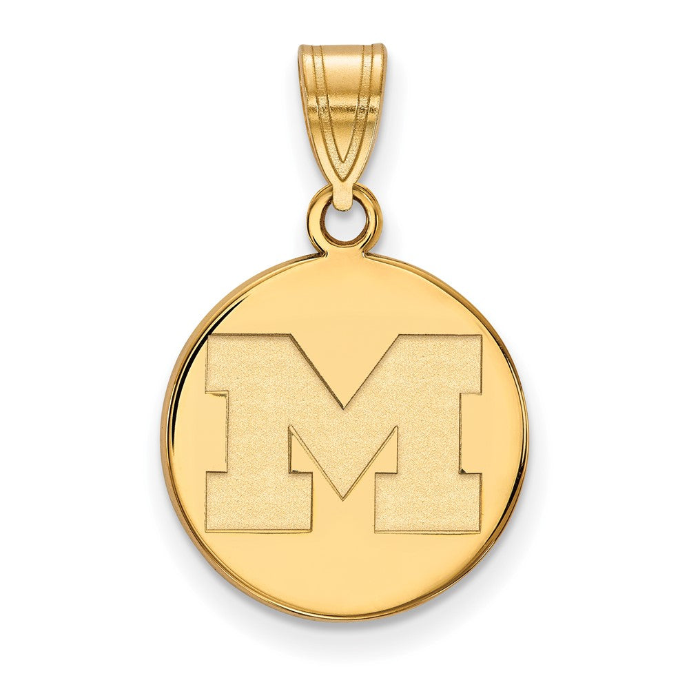 10k Gold LogoArt University of Michigan Letter M Medium Disc Pendant